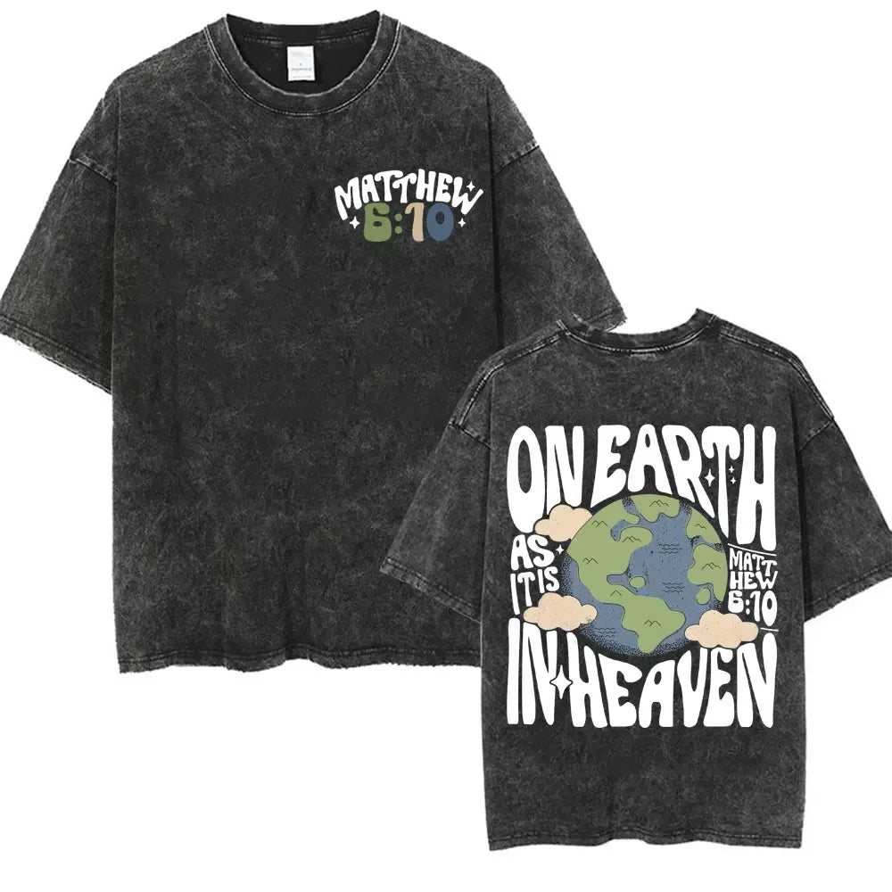 Christian Bible Verse T-shirt Go and Make Disciples Trendy Church Vintage Washed T-shirts Men Women's Aesthetic Cartoon T Shirts