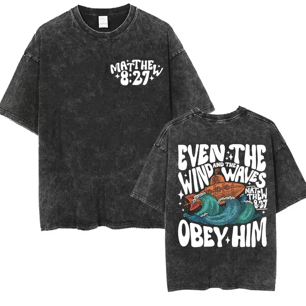 Christian Bible Verse T-shirt Go and Make Disciples Trendy Church Vintage Washed T-shirts Men Women's Aesthetic Cartoon T Shirts