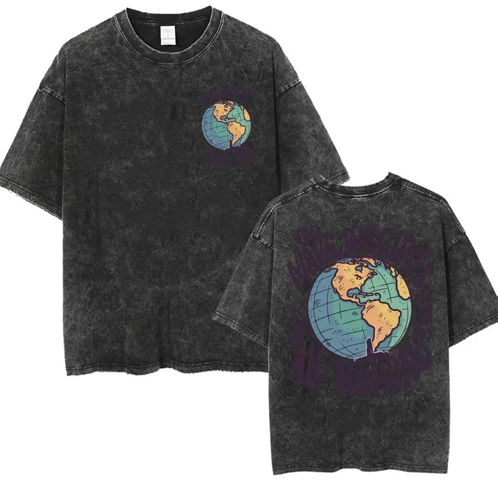Christian Bible Verse T-shirt Go and Make Disciples Trendy Church Vintage Washed T-shirts Men Women's Aesthetic Cartoon T Shirts